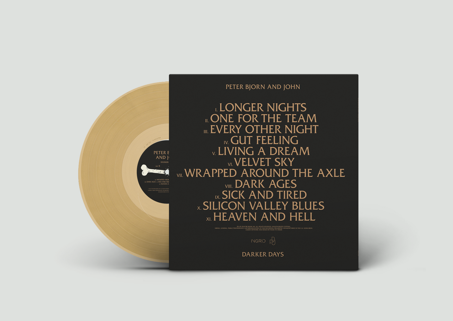 PETER BJORN AND JOHN - DARKER DAYS - GOLD VINYL