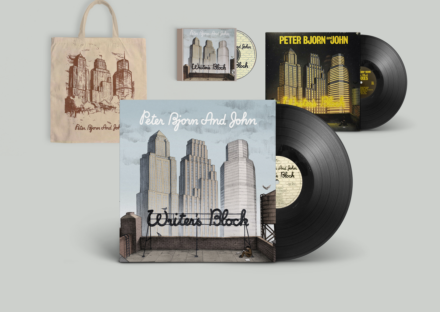 PETER BJORN AND JOHN - WRITER'S BLOCK - VINYL, CD AND BAG BUNDLE